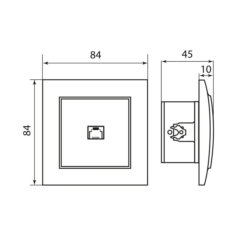 Розетка компьютерная RJ-45 с/у Минск ERK01-035-20, 1 гнездо, бежевая