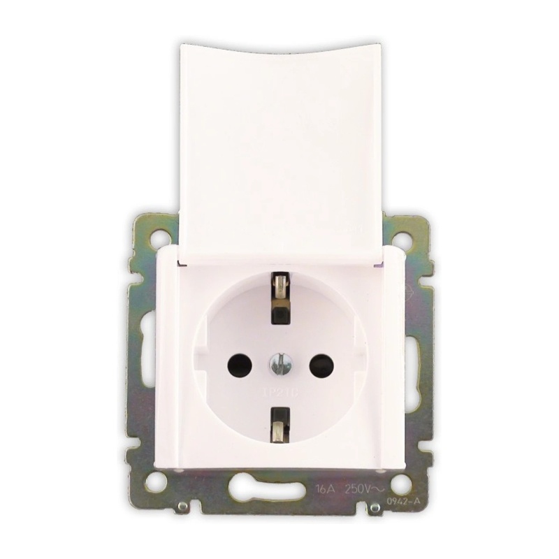 Розетка с/у Valena 694270, 1 гнездо, с/з, з/ш и крышкой, белая