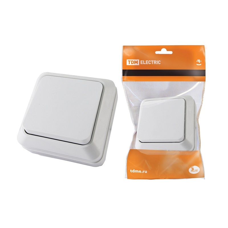 Выключатель о/у Ладога SQ1801-0001, 1 клавиша, б/инд, белый