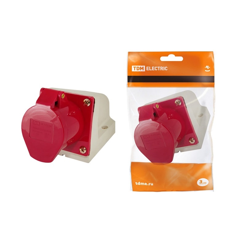 Розетка стационарная для открытой проводки 114, 3Р+РЕ, 16А, 380В, IP44