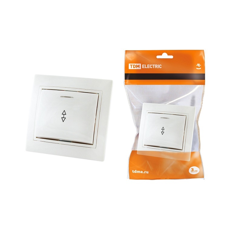 Переключатель с/у Таймыр SQ1814-0008, 1 клавиша, с/инд, белый