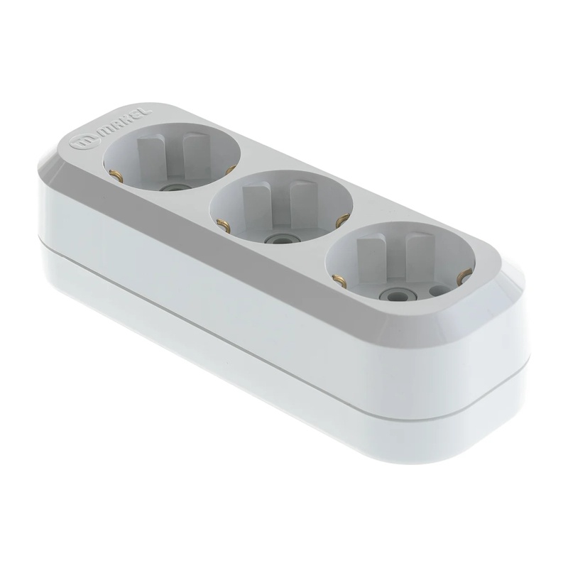 Колодка 3 гнезда Makel MGP131, 16А, 230В, с/з, белая