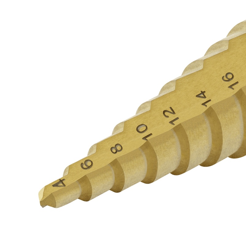 Сверло ступенчатое по металлу Trigger 74346 Р6М5 TIN d 4-30 мм