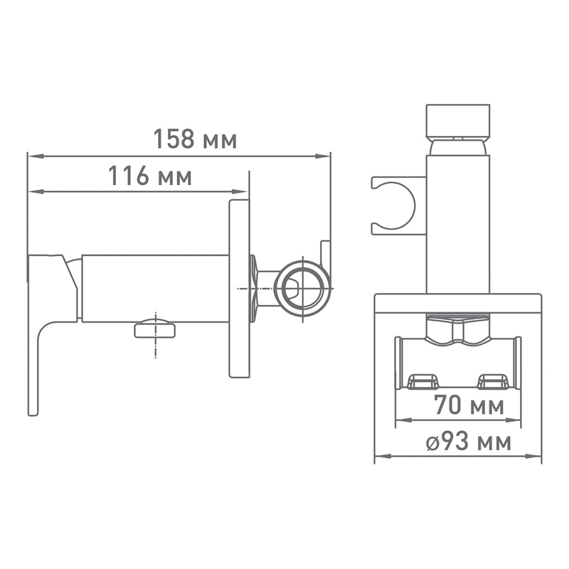 Гигиенический душ Mix&Fix Tau 3209 со смесителем, встраиваемый