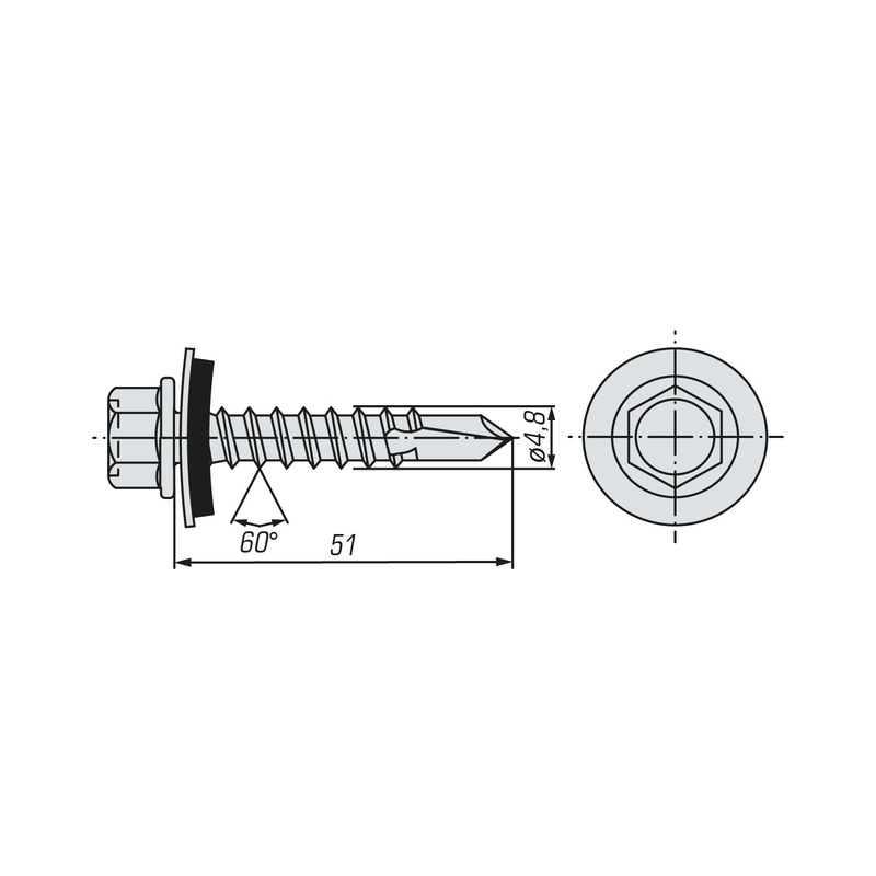 Саморез кровельный SWFS Premium RAL-7004 ZP 4,8х51 (250 шт)
