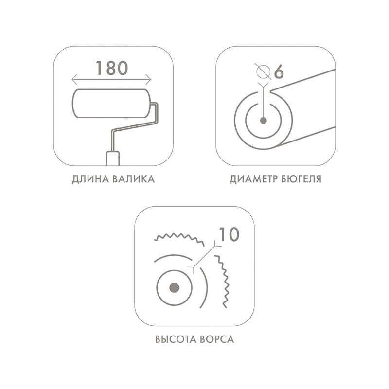 Валик Biber 32523 Эконом, полиэстер, с бюгелем, ворс 10 мм, 180 мм
