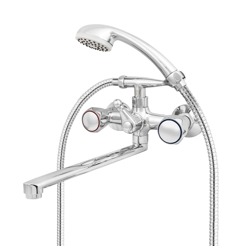 Смеситель для ванны Mix&Fix Petit 1407-03 с аксессуарами, L- излив 350мм