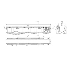 Лоток водоотводный Standartpark Basic DN100, 1000х160х155 мм, пластик 8000-М