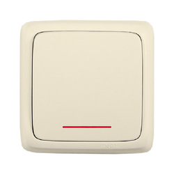 Выключатель о/у Alfa ВА10-114-01, 1 клавиша, с/инд, слоновая кость