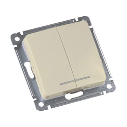 Выключатель с/у Master ВС10-452-01, 2 клавиши, с/инд, слоновая кость