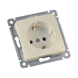Розетка с/у Master РС16-411-01, 1 гнездо, с/з, слоновая кость