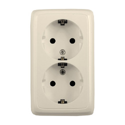 Розетка о/у Alfa РА16-153-01, 2 гнезда, с/з, слоновая кость